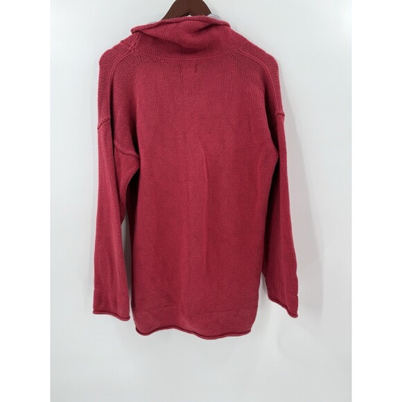 Pure Handknit Womens Sweater Preppy Minimalist Classic Cozy High Low Red SMALL - Picture 6 of 9